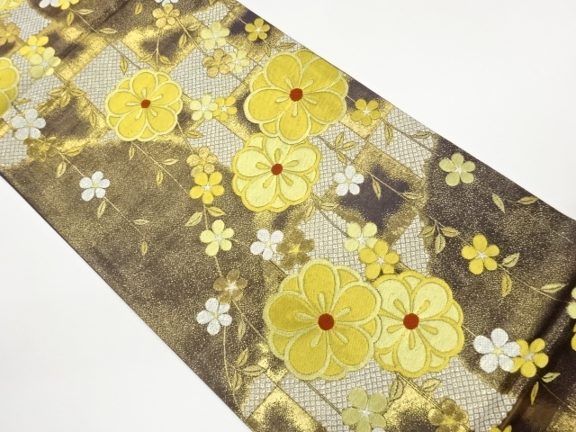 JAPANESE FUKURO OBI / WOVEN ABSTRACT CHECKERED